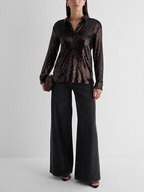 Relaxed Sequin Portofino Shirt XS